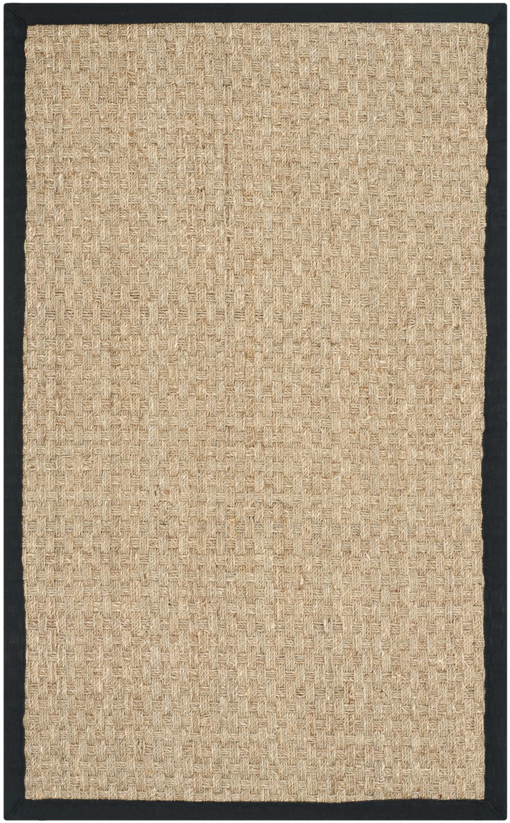 Tapis en herbiers marins beige/noir, 91 x 152 cm