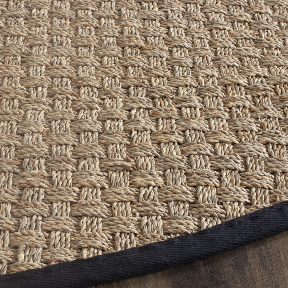 Tapis fibre naturelle en herbiers marins beige/noir, 122 cm — vue 4