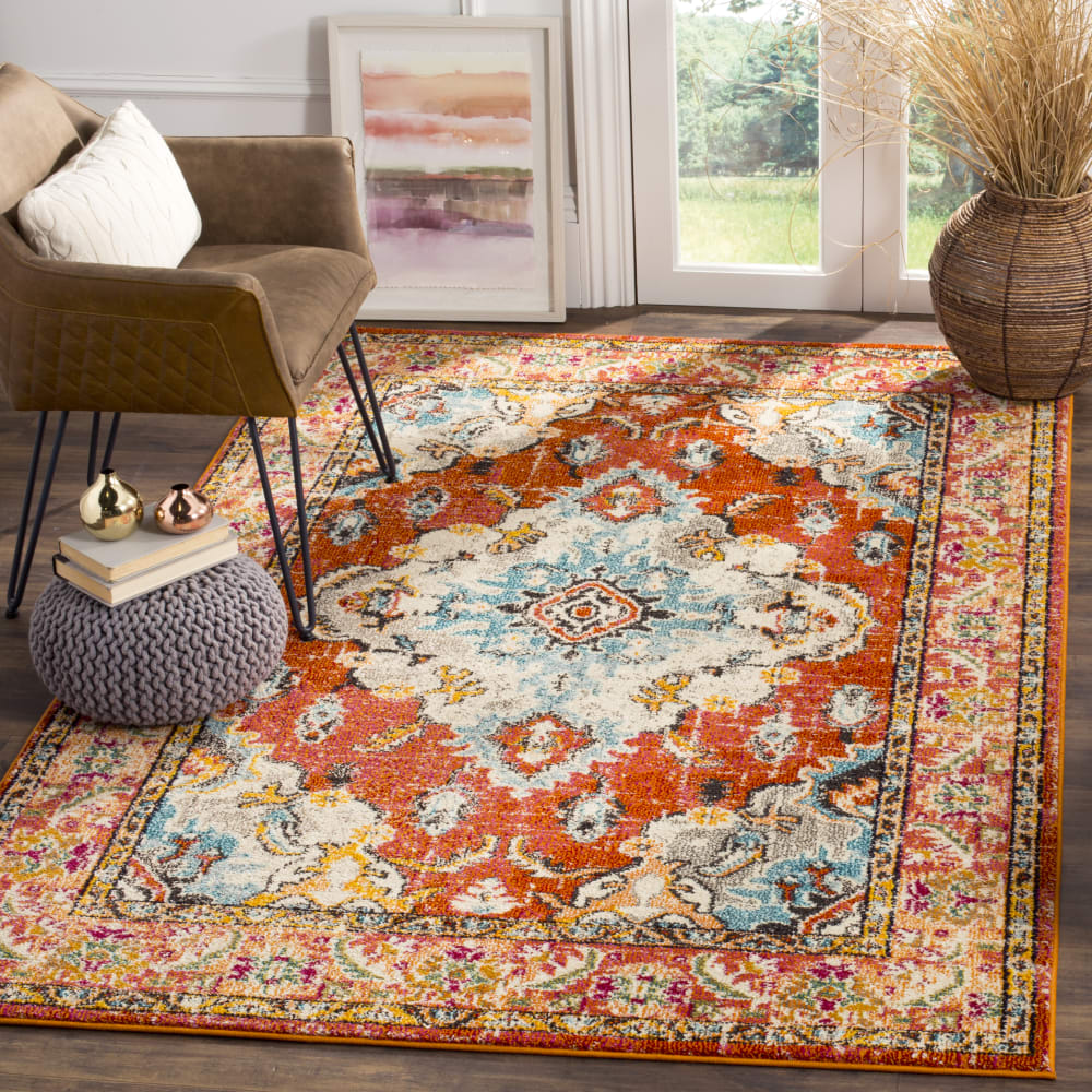 Safavieh Boho Chic Polypropylen-Teppich in Orange/Blau, 122 x 170 cm style classic chic orange Pp - Polypropylen