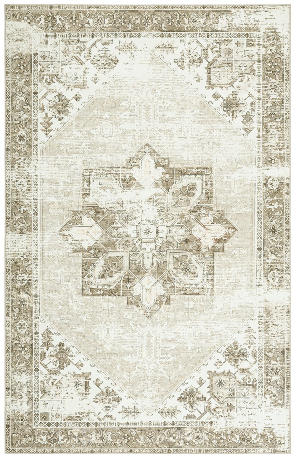 Tapis traditionnel en polyester vert/blanc, 183 x 274 cm