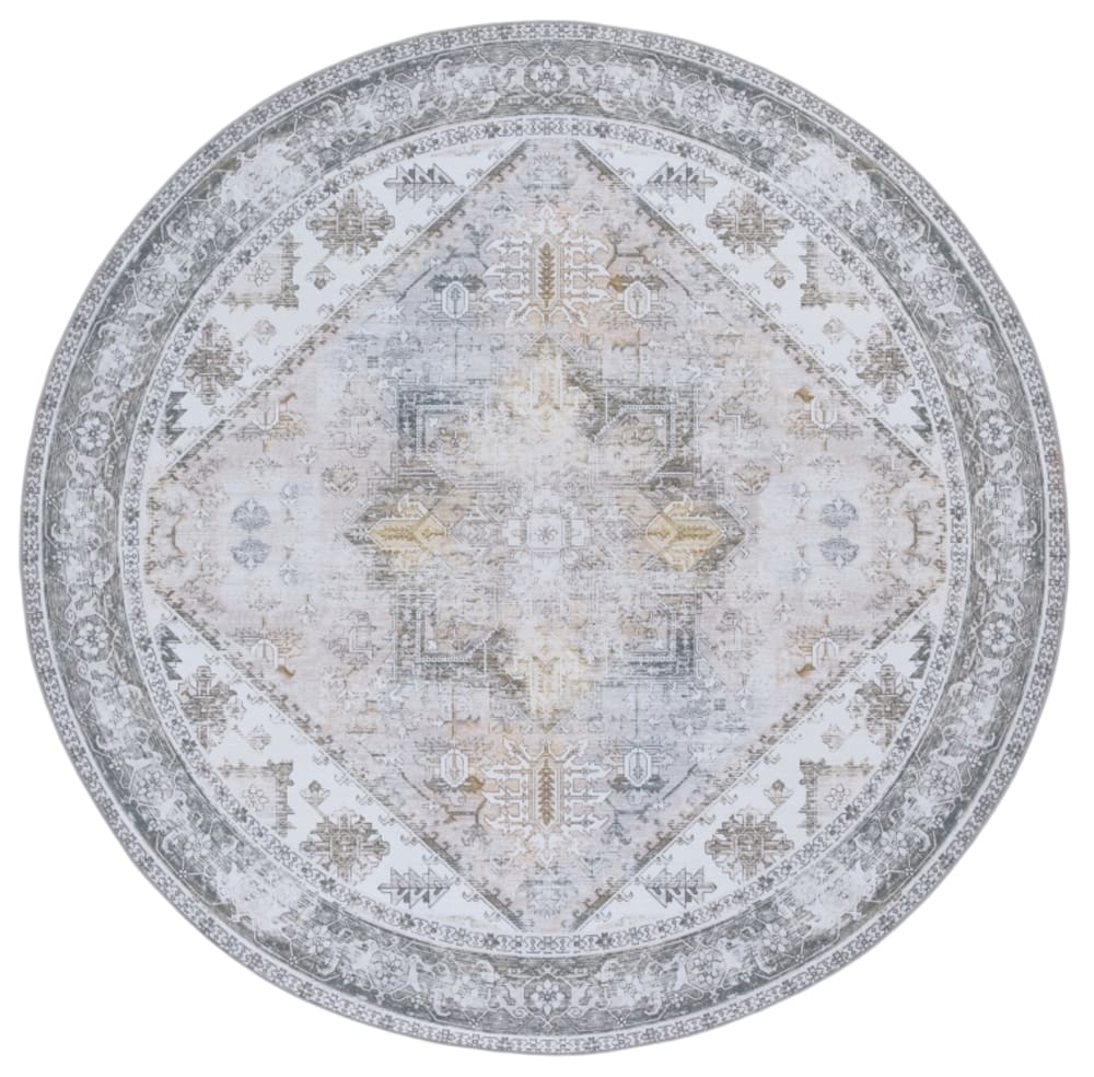 Tapis traditionnel en polyester beige/gris, 122 cm - Maisons du Monde