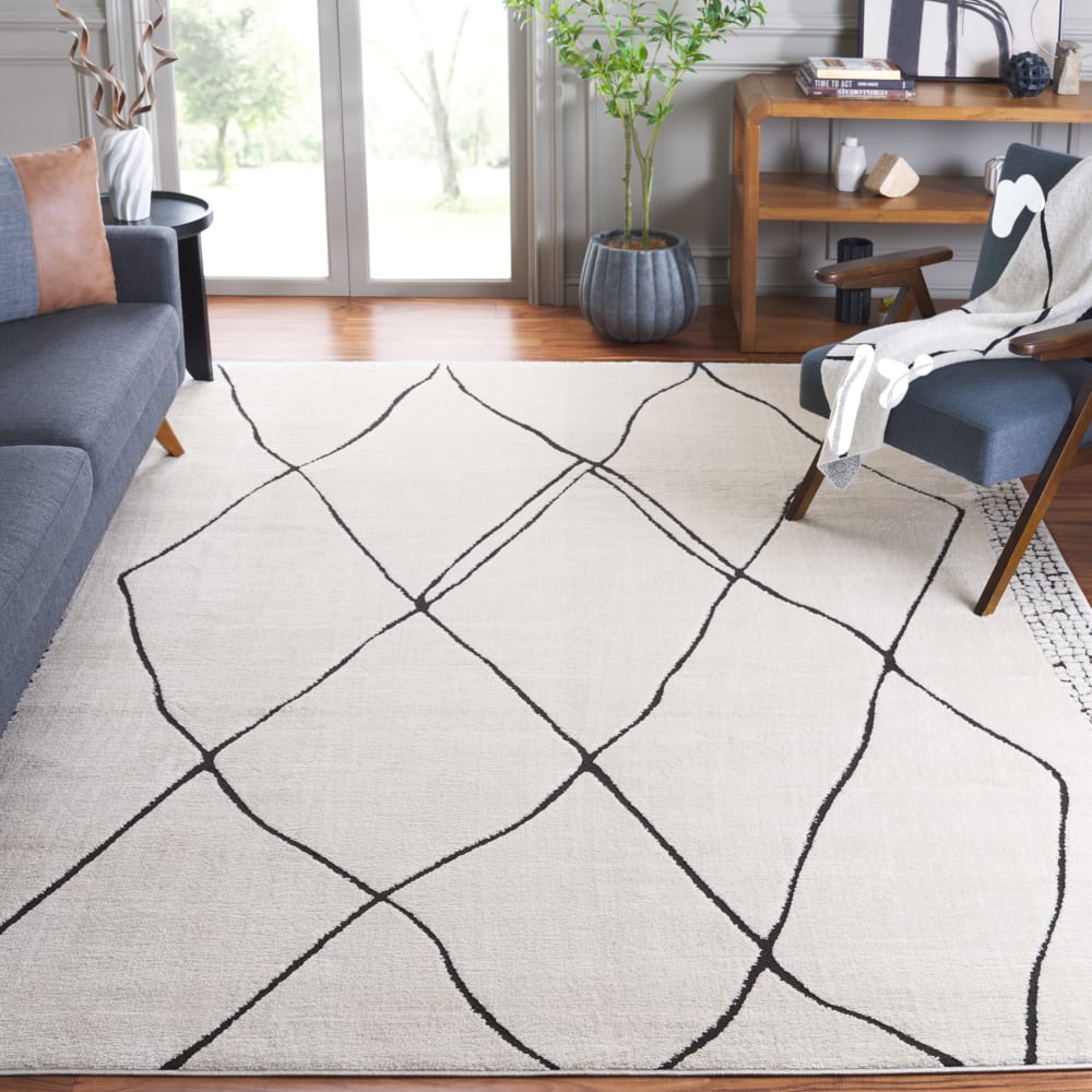 Tapis bohémien en polyester blanc/noir, 235 x 305 cm — vue 3