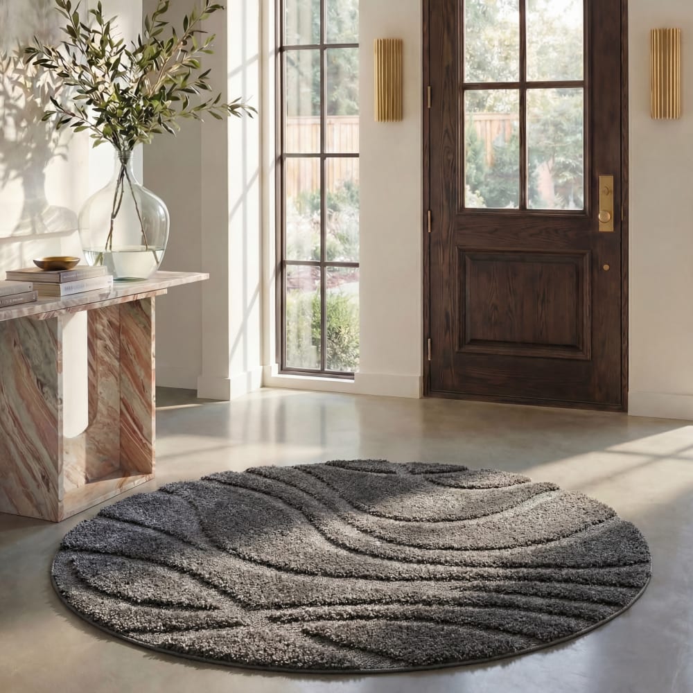 Tapis en polypropylène gris, 122 cm - Maisons du Monde