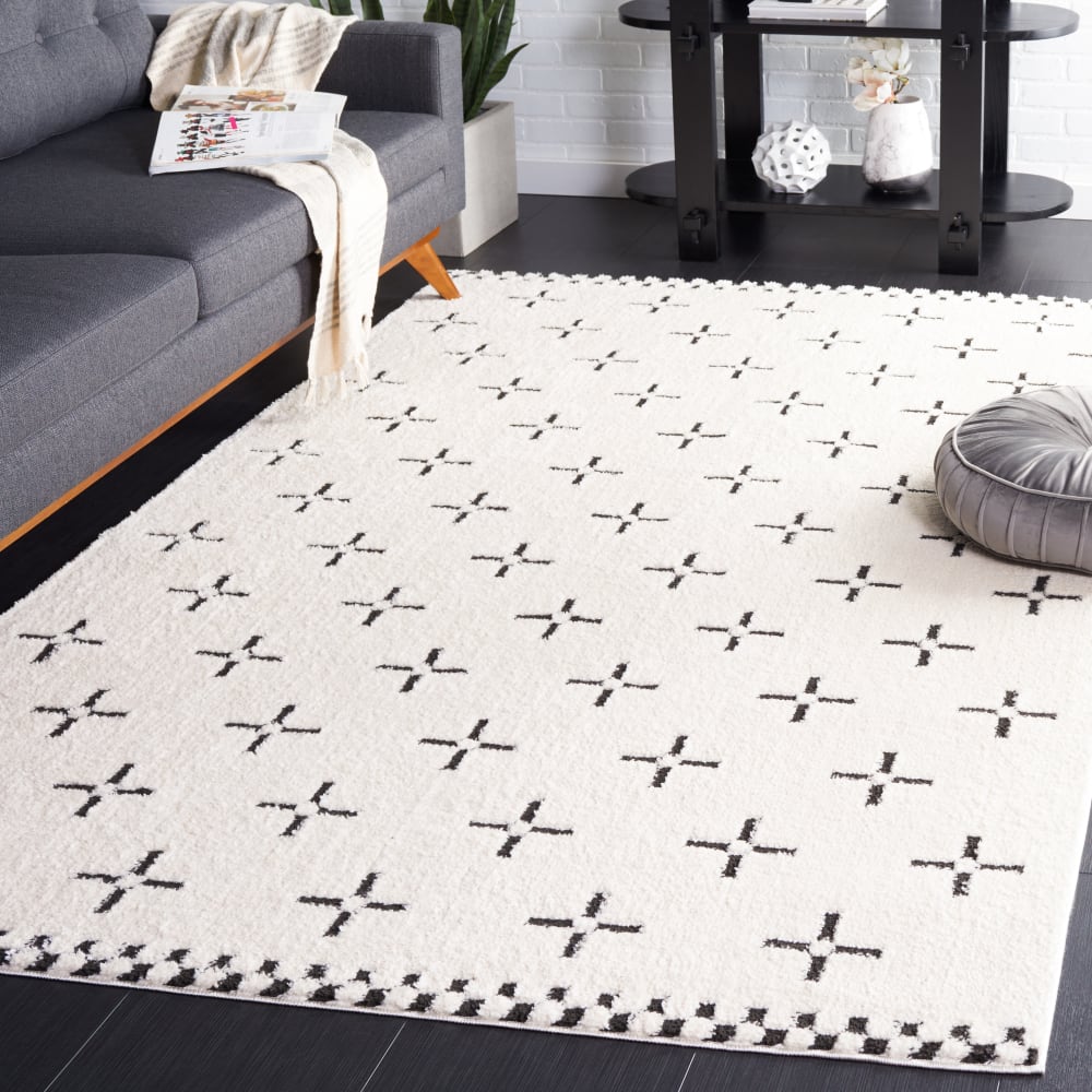 Safavieh Böhmisch Polyester-Teppich in Weiß/Schwarz, 122 x 183 cm style classic chic Weiß Pes - Polyester