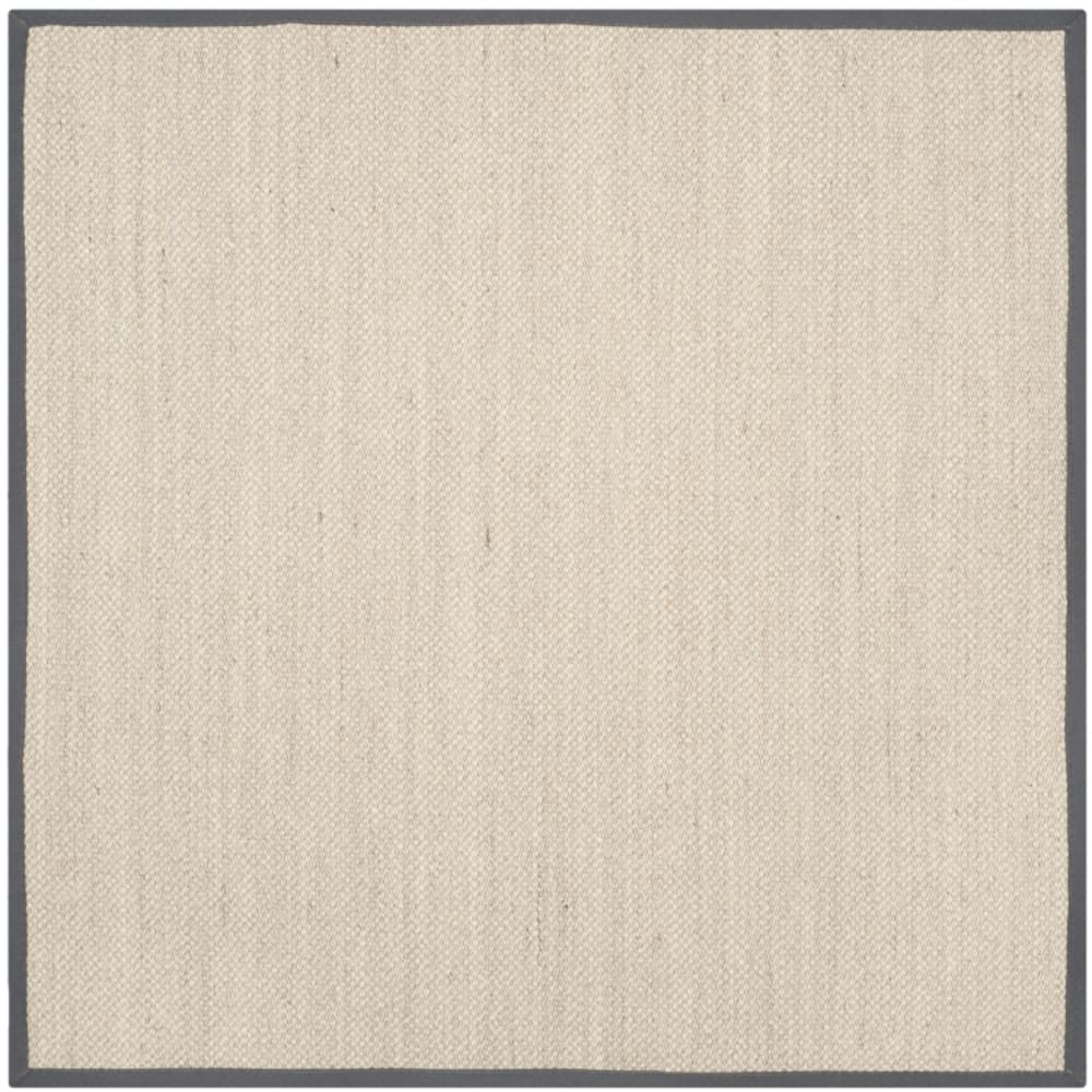 Tapis fibre naturelle en sisal blanc/gris, 122 x 122 cm