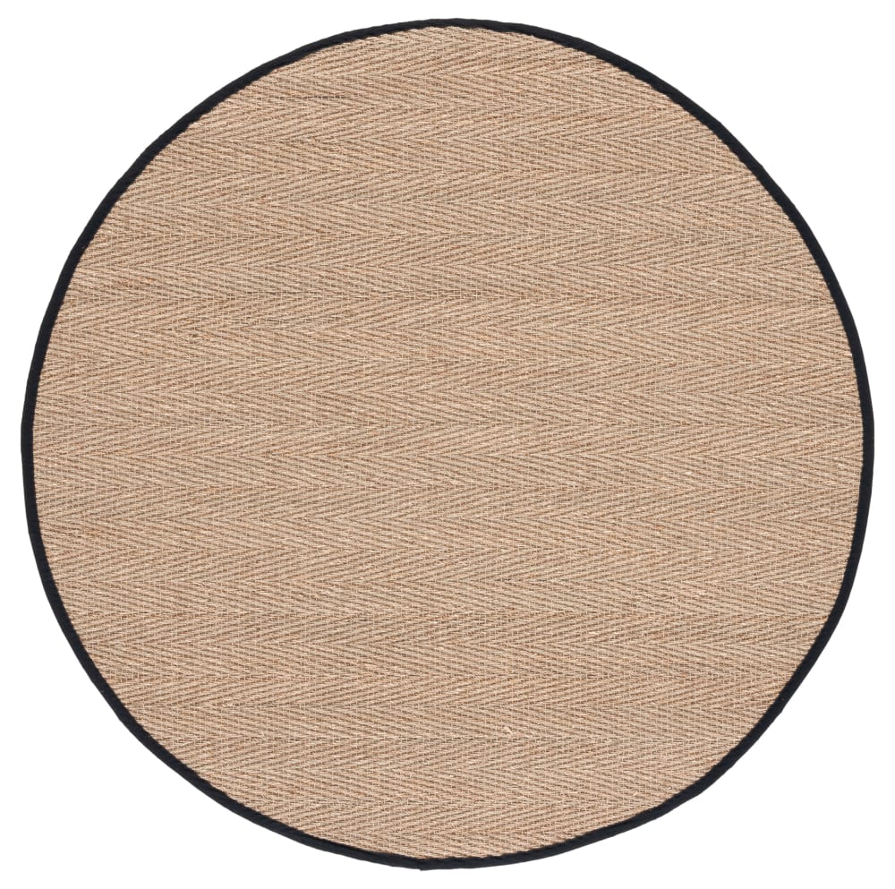 Tapis fibre naturelle en herbiers marins beige/noir, 183 cm