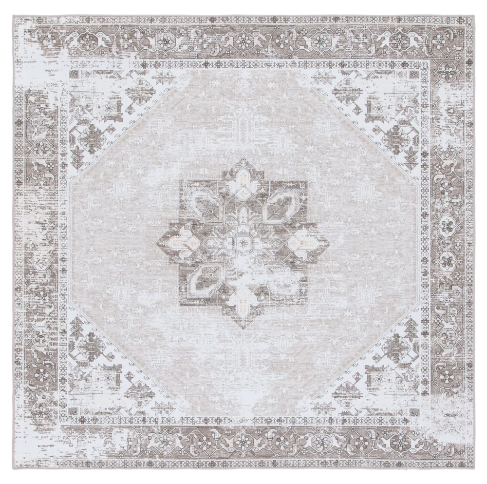 Tapis traditionnel en polyester vert/blanc, 183 x 183 cm