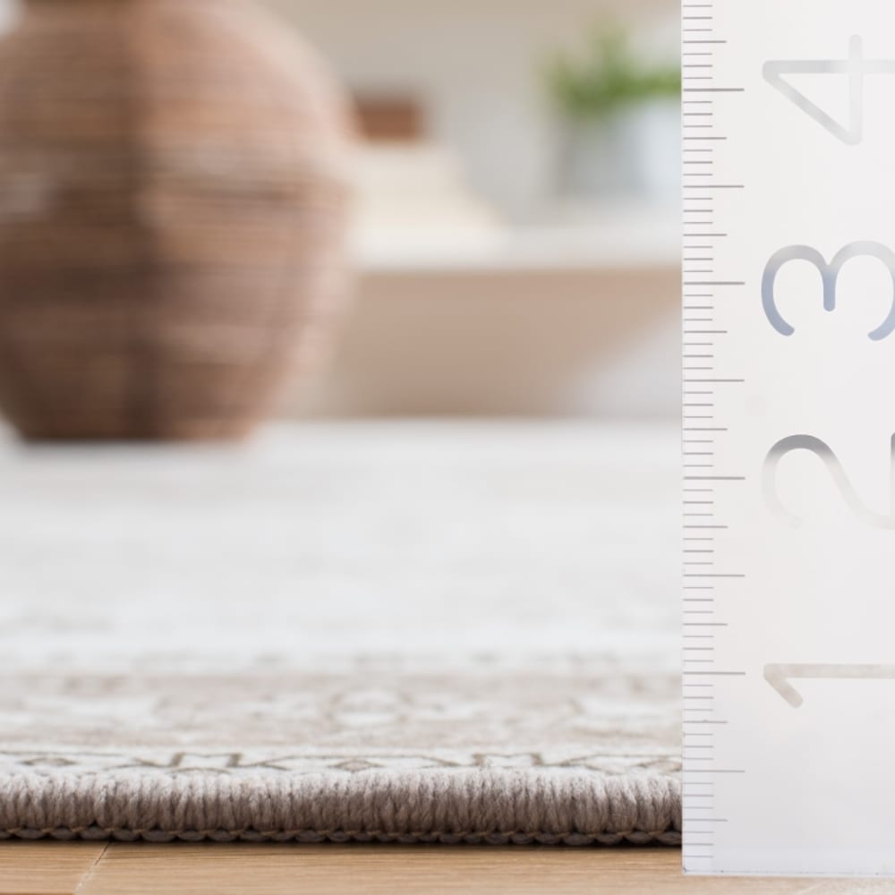 Tapis traditionnel en polyester vert/blanc, 183 x 183 cm — vue 3