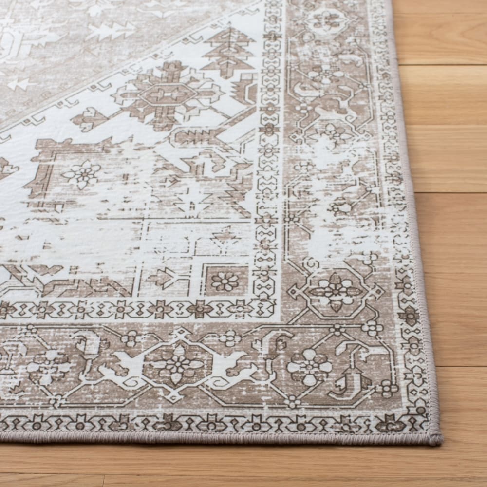 Tapis traditionnel en polyester vert/blanc, 183 x 183 cm — vue 4