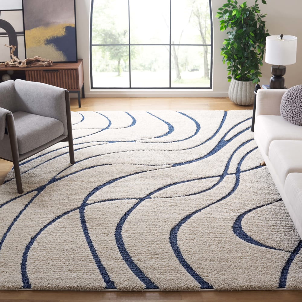 Safavieh Tapis en polypropylène beige/bleu, 236 x 305 cm style classique chic - Pp - Polypropylène