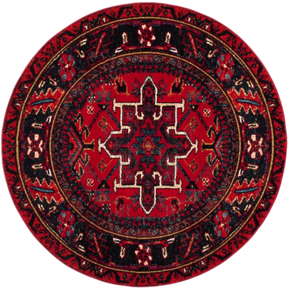 Safavieh Tapis de transition en polypropylène rouge/multicolore, 91 cm style vintage - Pp - Polypropylène