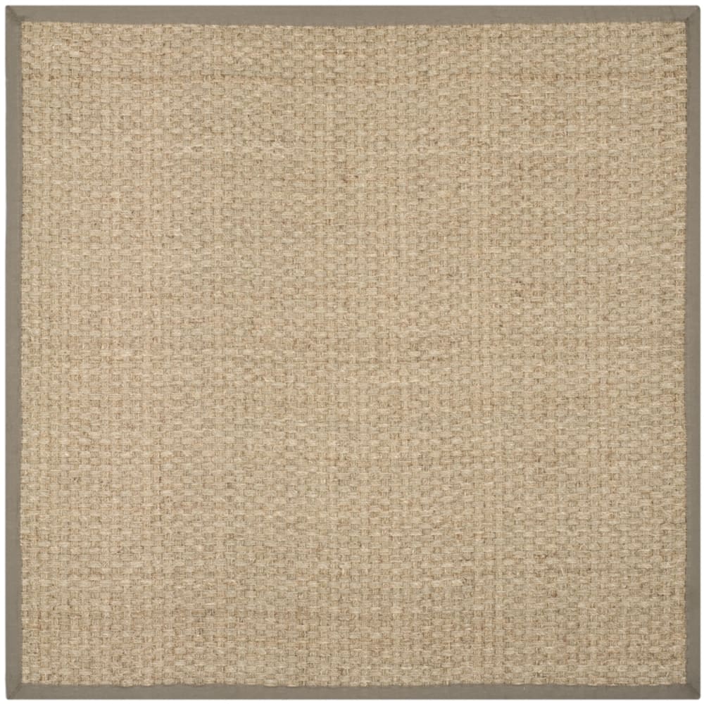 Tapis fibre naturelle en herbiers marins beige/gris, 91 x 91 cm