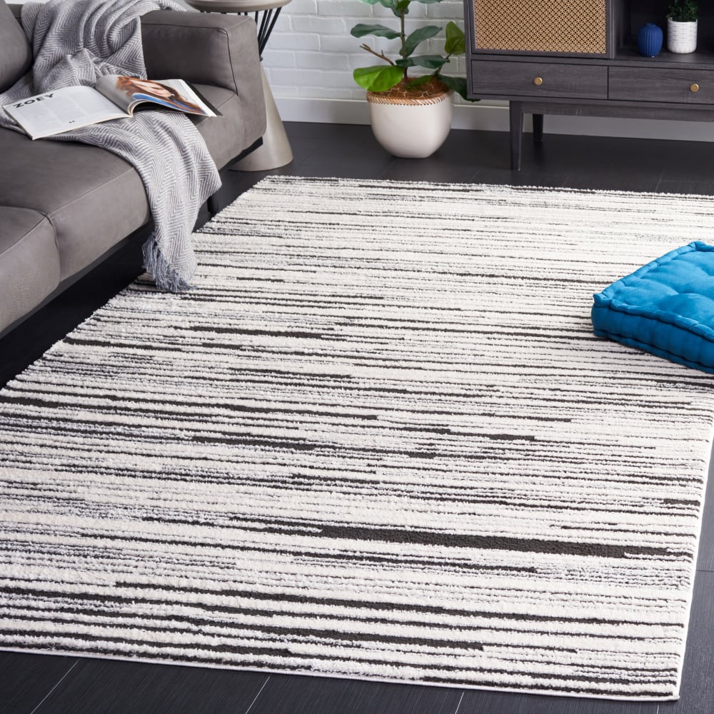 Safavieh Tapis moderne en polyester blanc/noir, 183 x 274 cm style contemporain - Pes - Polyester