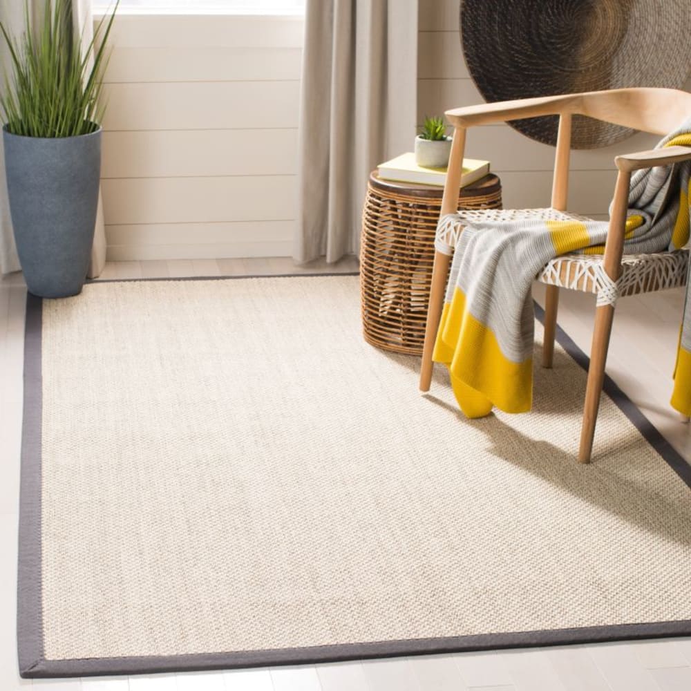 Tapis fibre naturelle en sisal blanc/gris, 183 x 274 cm — vue 3