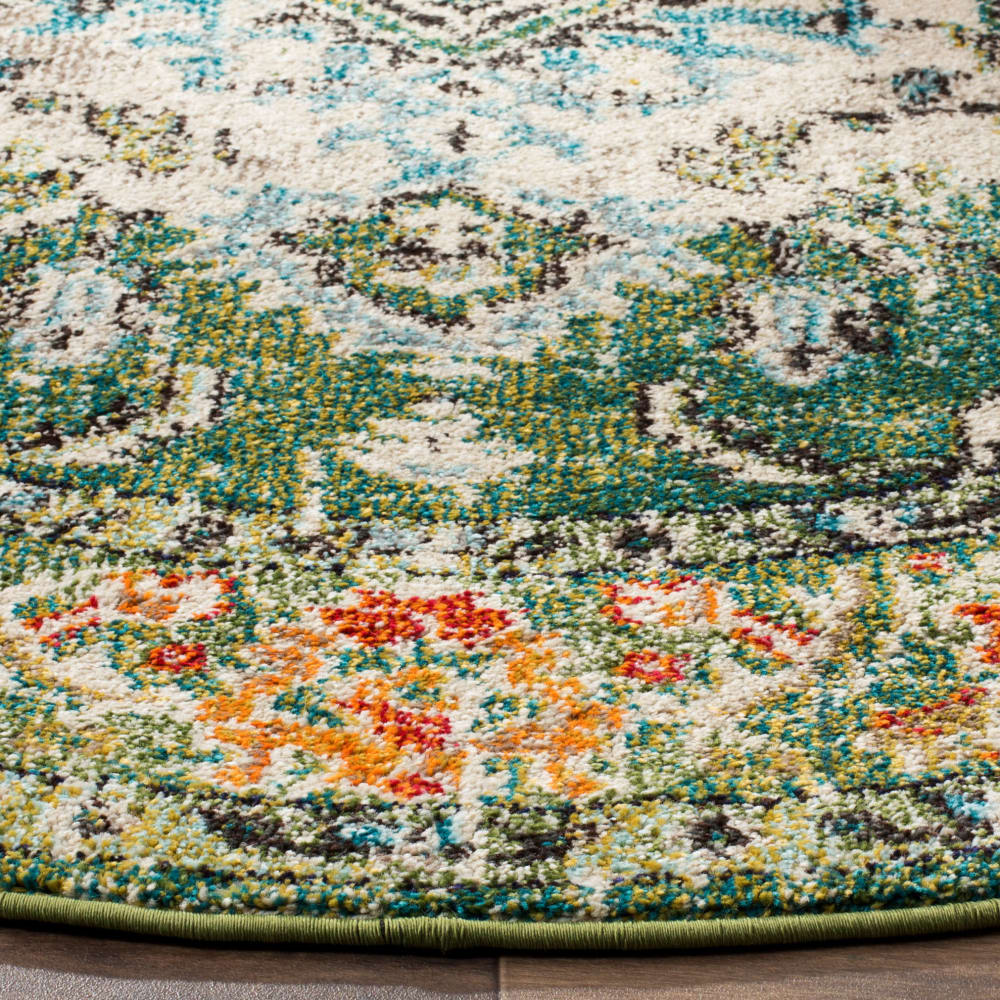 Tapis traditionnel en polypropylène vert/bleu, 201 cm — vue 4