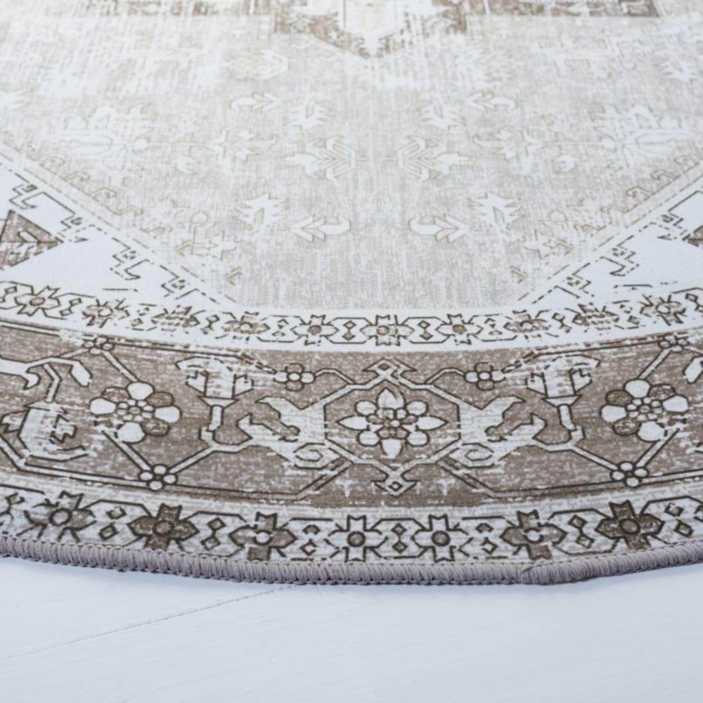 Tapis traditionnel en polyester vert/blanc, 122 cm — vue 4