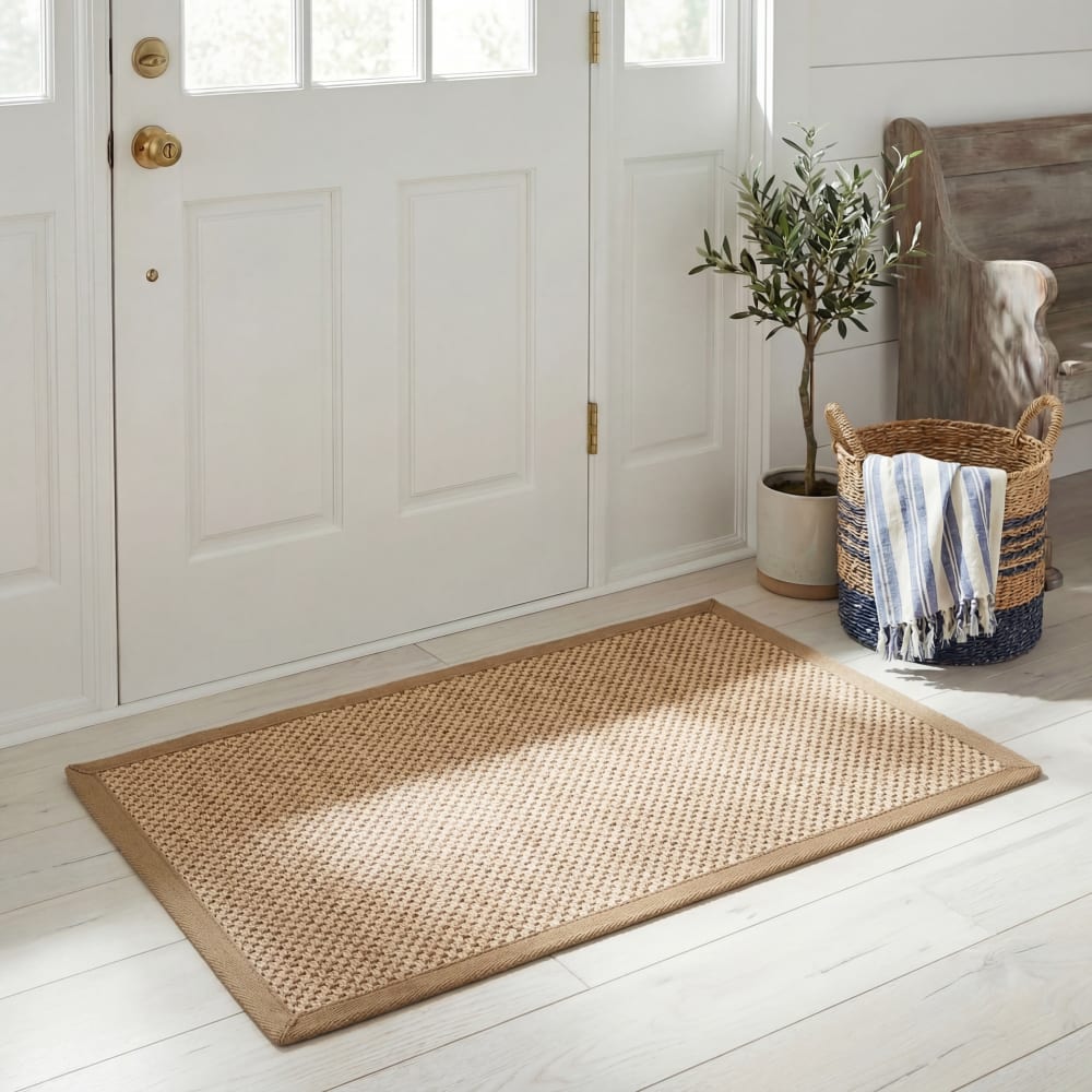 Tapis fibre naturelle en sisal jaune/beige, 61 x 91 cm — vue 3