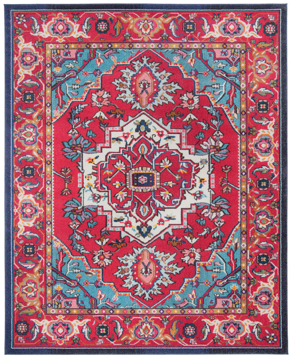 Tapis bohème chic en polypropylène rouge/bleu, 235 x 335 cm
