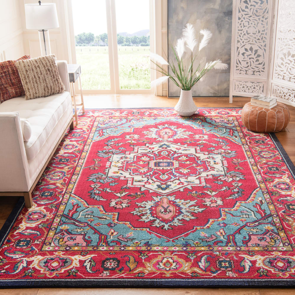 Tapis bohème chic en polypropylène rouge/bleu, 235 x 335 cm — vue 3