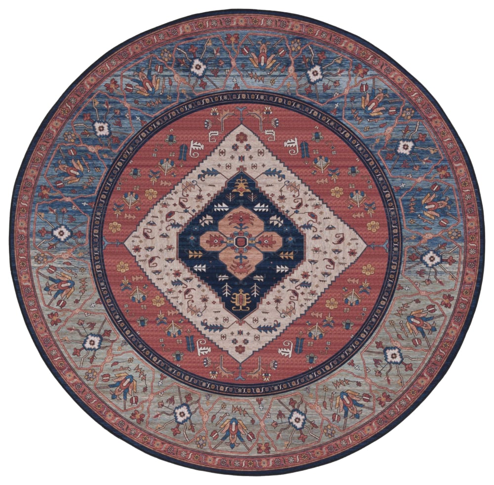 Safavieh Tapis traditionnel en polyester orange/bleu, 183 cm style vintage - Pes - Polyester