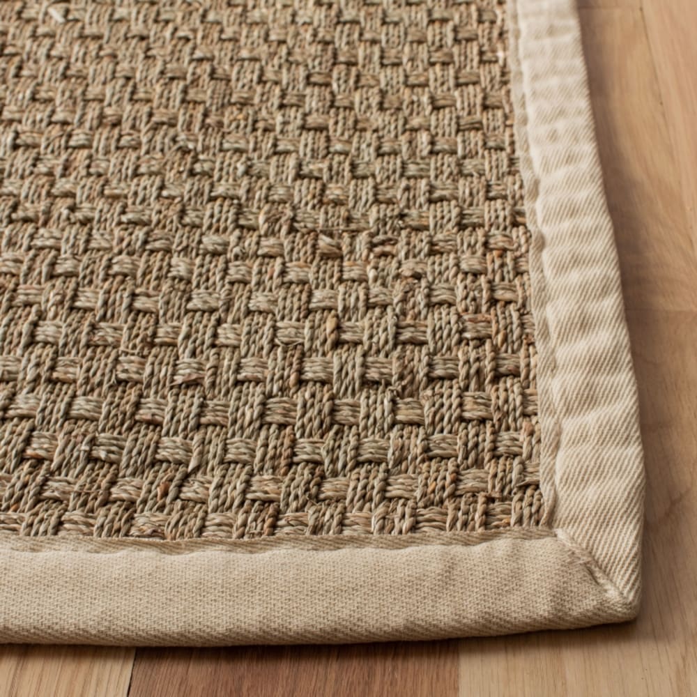 Tapis fibre naturelle en herbiers marins beige/blanc, 91 x 91 cm — vue 4