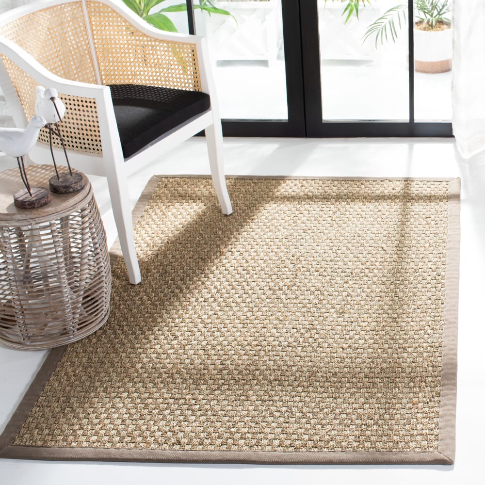Tapis fibre naturelle en herbiers marins beige/gris, 152 x 244 cm — vue 3
