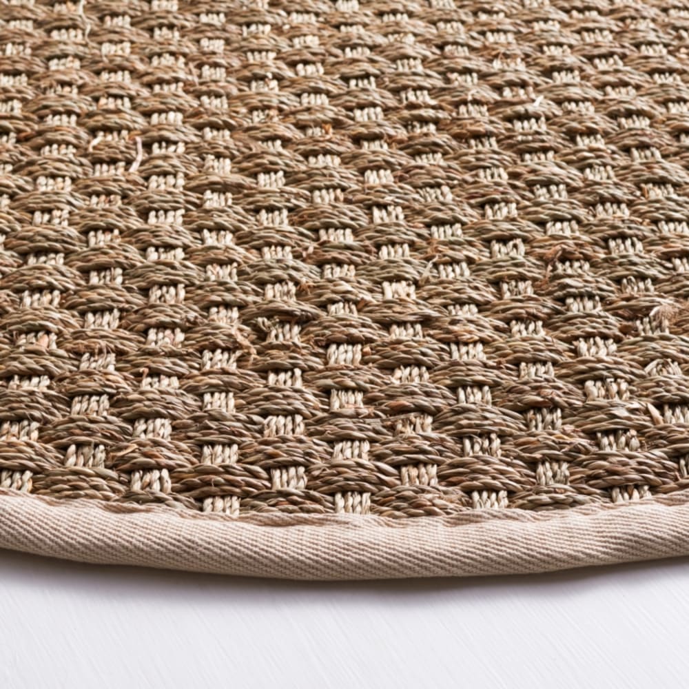 Tapis fibre naturelle en herbiers marins beige/blanc, 91 cm — vue 4
