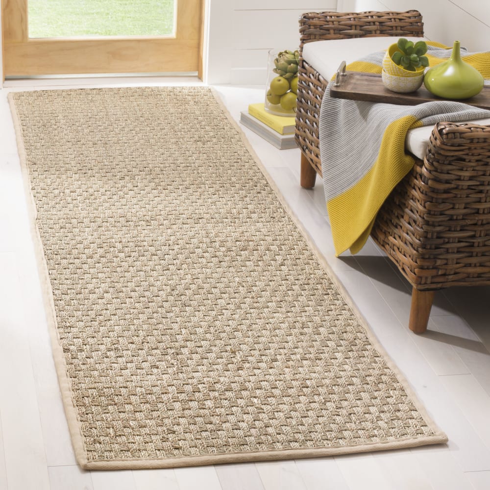 Tapis fibre naturelle en herbiers marins beige, 76 x 183 cm — vue 3