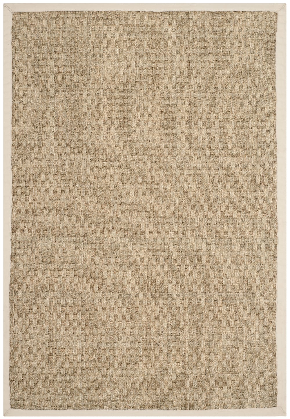 Tapis fibre naturelle en herbiers marins beige/blanc, 122 x 183 cm