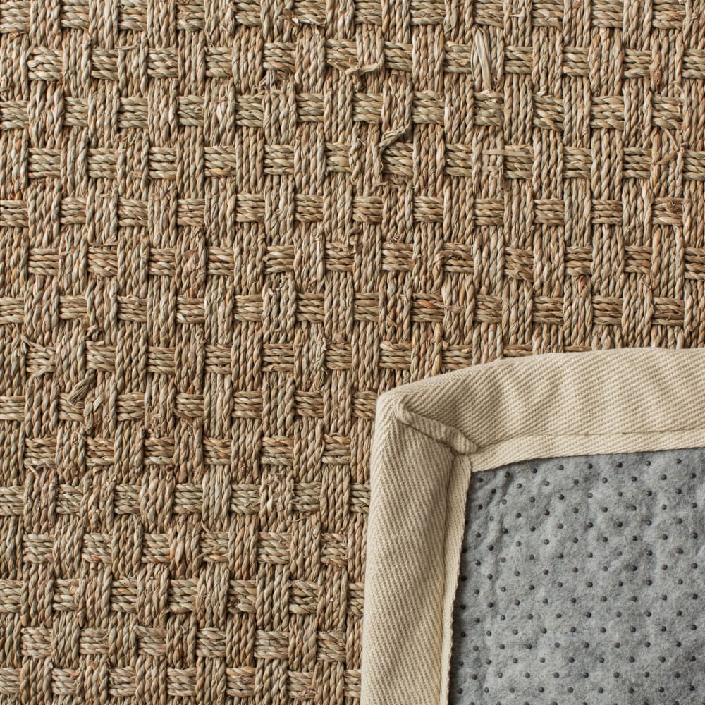 Tapis fibre naturelle en herbiers marins beige/blanc, 122 x 183 cm — vue 4