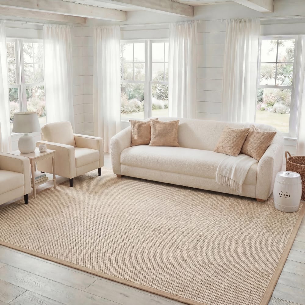 Safavieh Naturfaser Sisal-Teppich in Weiß/Beige, 122 x 122 cm style landhaus Weiß Naturfasern