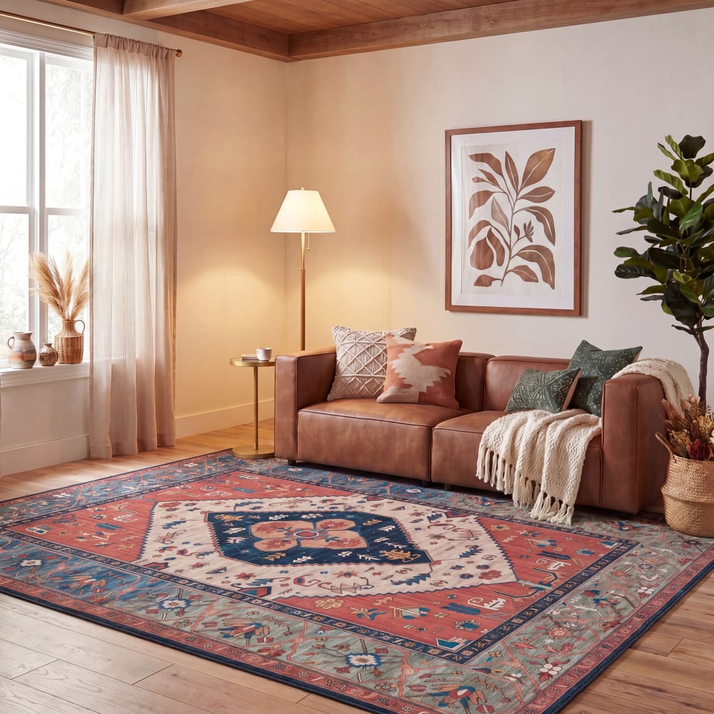 Safavieh Traditionell Polyester-Teppich in Orange/Blau, 122 x 122 cm style vintage orange Pes - Polyester