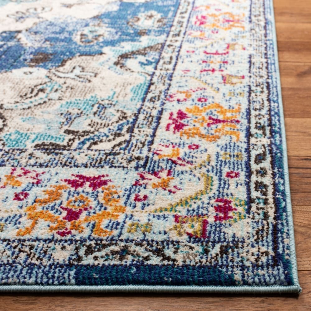 Tapis traditionnel en polypropylène bleu, 122 x 122 cm — vue 4