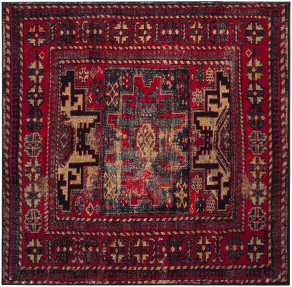 Tapis de transition en polypropylène rouge/multicolore, 91 x 91 cm