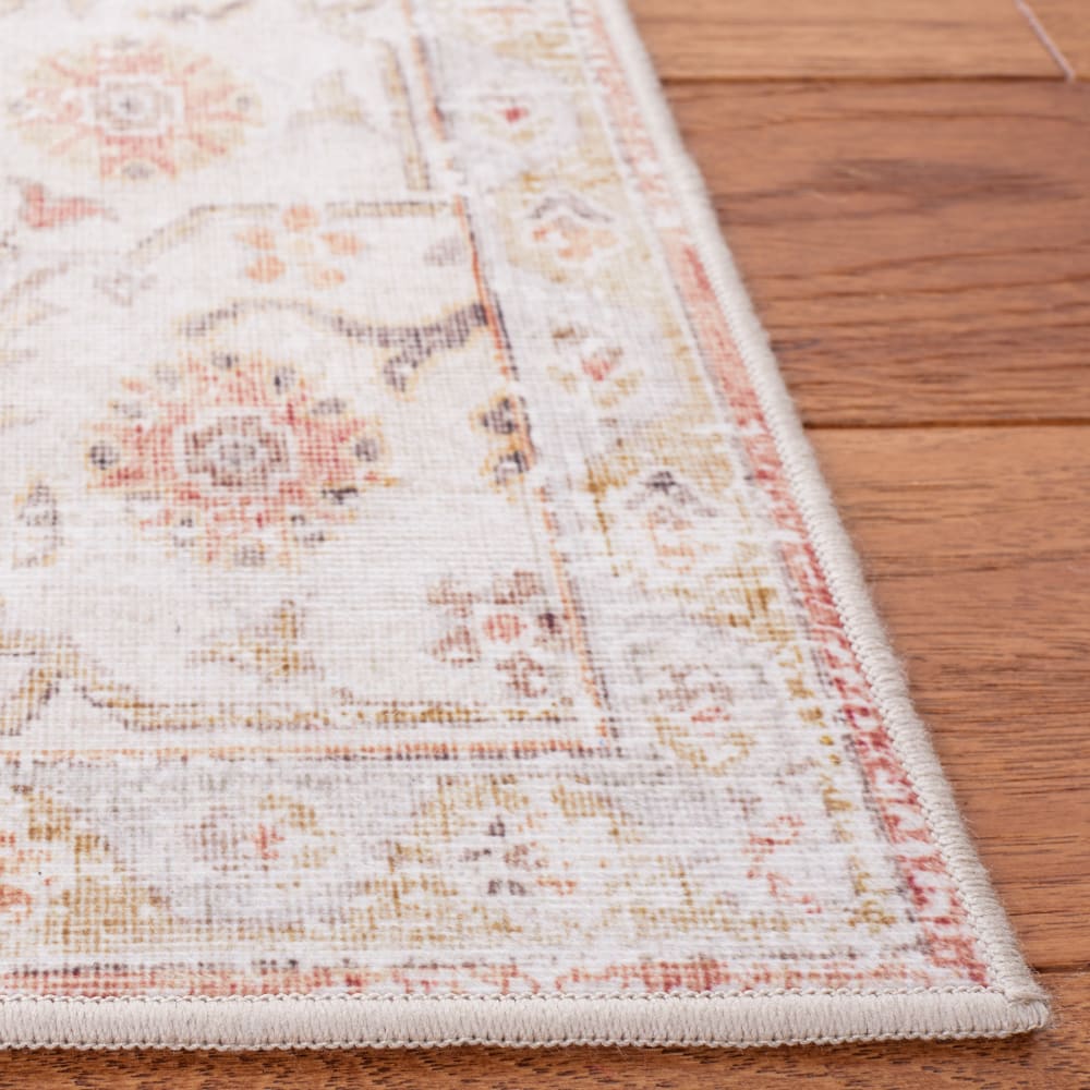 Tapis traditionnel en polyester gris/orange, 76 x 122 cm — vue 3