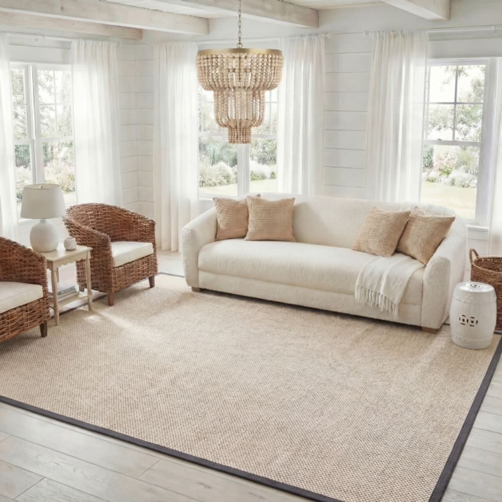 Tapis fibre naturelle en sisal blanc/gris, 244 x 305 cm