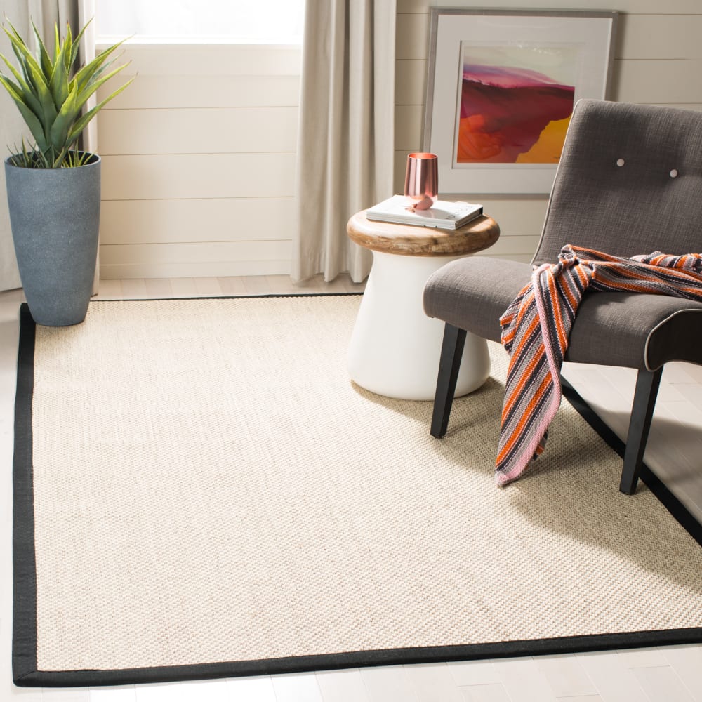 Tapis fibre naturelle en sisal blanc/noir, 152 x 244 cm — vue 3
