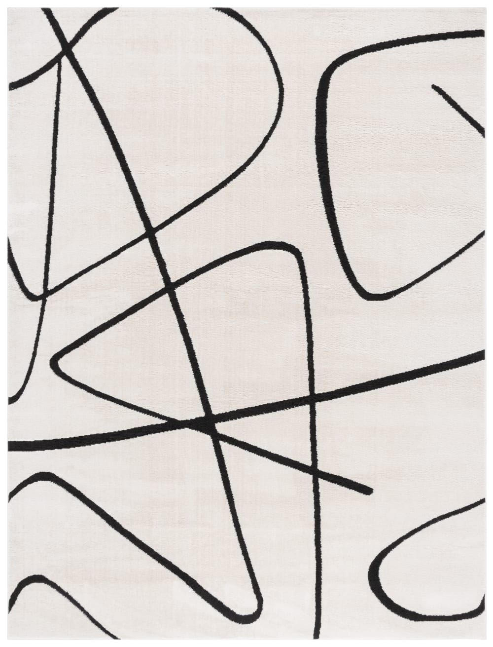 Tapis moderne en polyester blanc/noir, 235 x 305 cm
