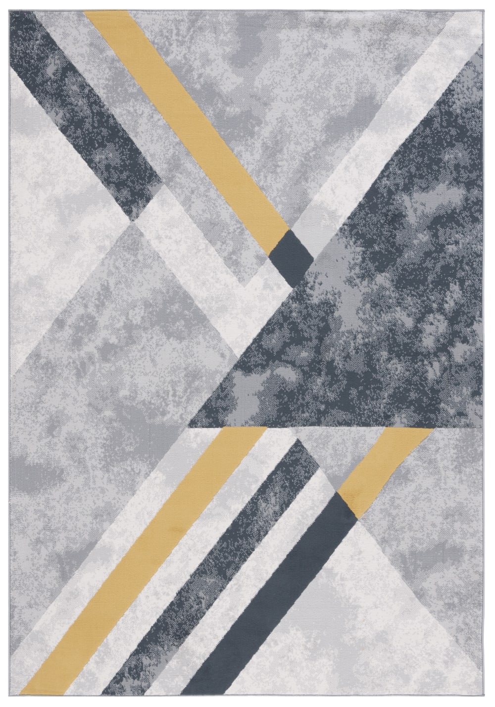 Tapis moderne en polyester gris/or, 122 x 183 cm