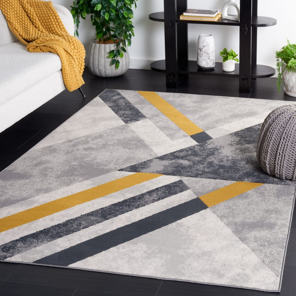 Tapis moderne en polyester gris/or, 122 x 183 cm — vue 3