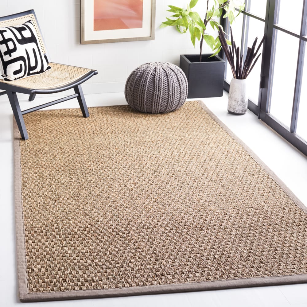 Tapis fibre naturelle en herbiers marins beige/gris, 183 x 274 cm — vue 4