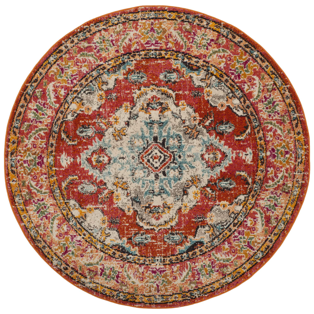 Tapis traditionnel en polypropylène orange/bleu, 122 cm