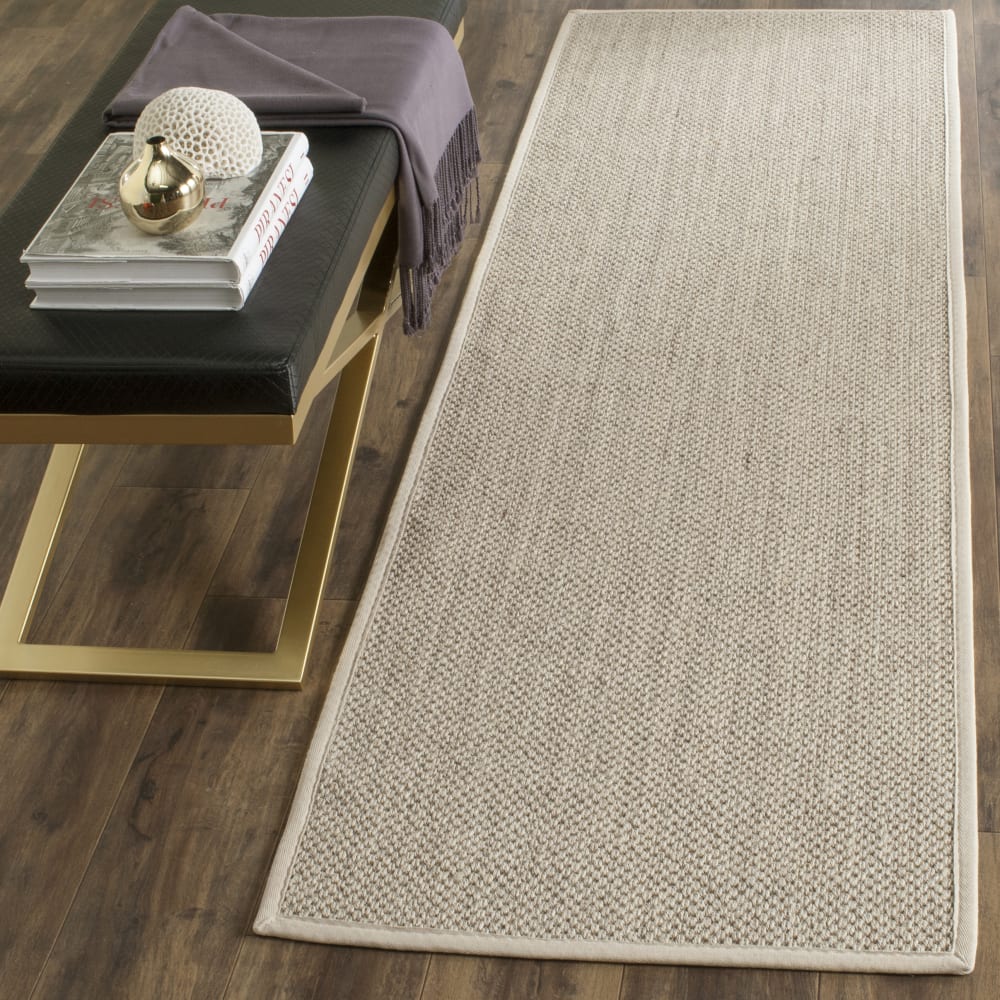 Tapis fibre naturelle en sisal blanc/beige, 76 x 183 cm — vue 3