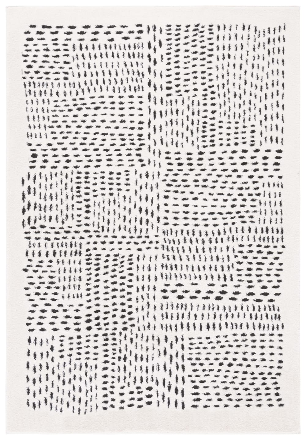 Tapis moderne en polyester blanc/noir, 152 x 244 cm