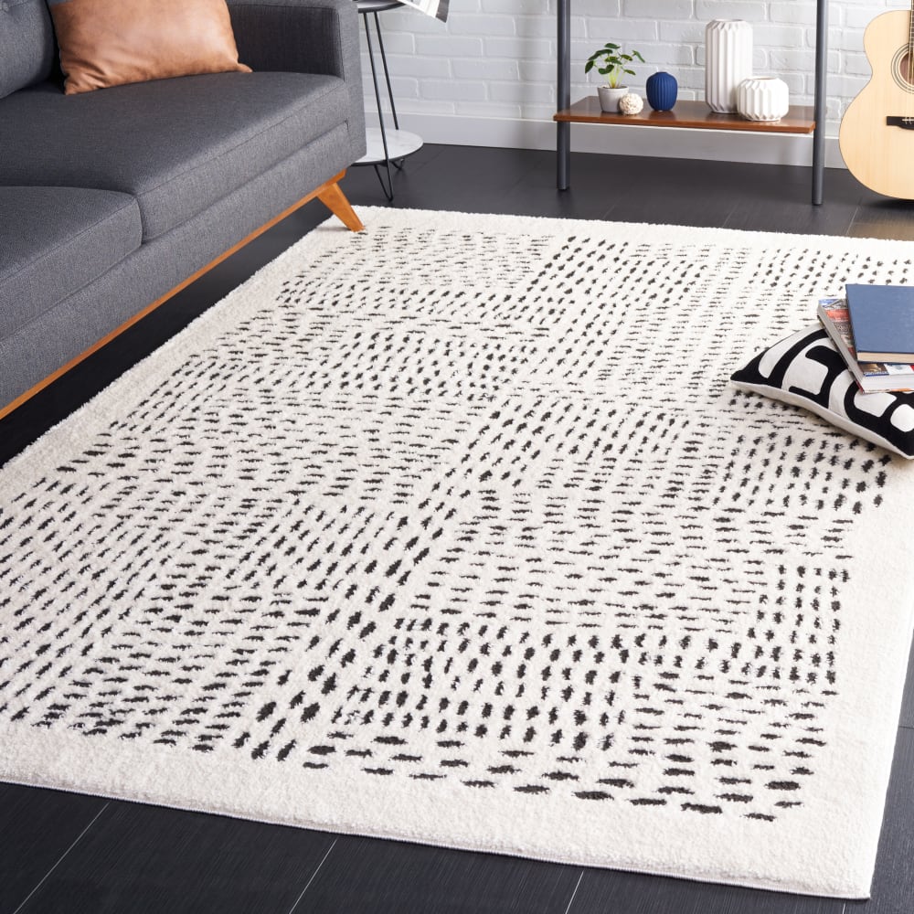 Tapis moderne en polyester blanc/noir, 152 x 244 cm — vue 3