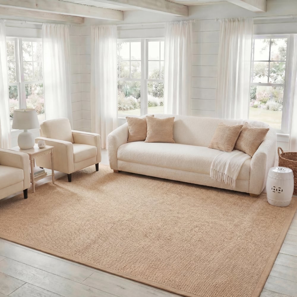 Naturfaser Sisal-Teppich in Gelb/Beige, 183 x 183 cm - Maisons Du