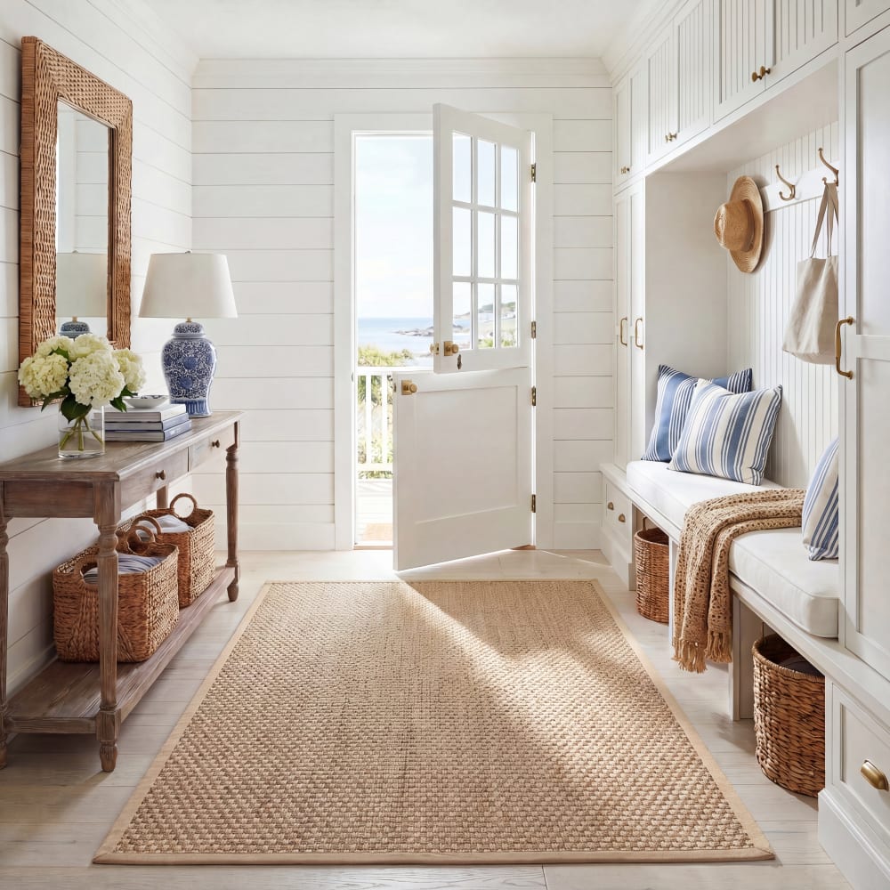 Naturfaser Seegras-Teppich in Beige, 122 x 183 cm - Maisons Du