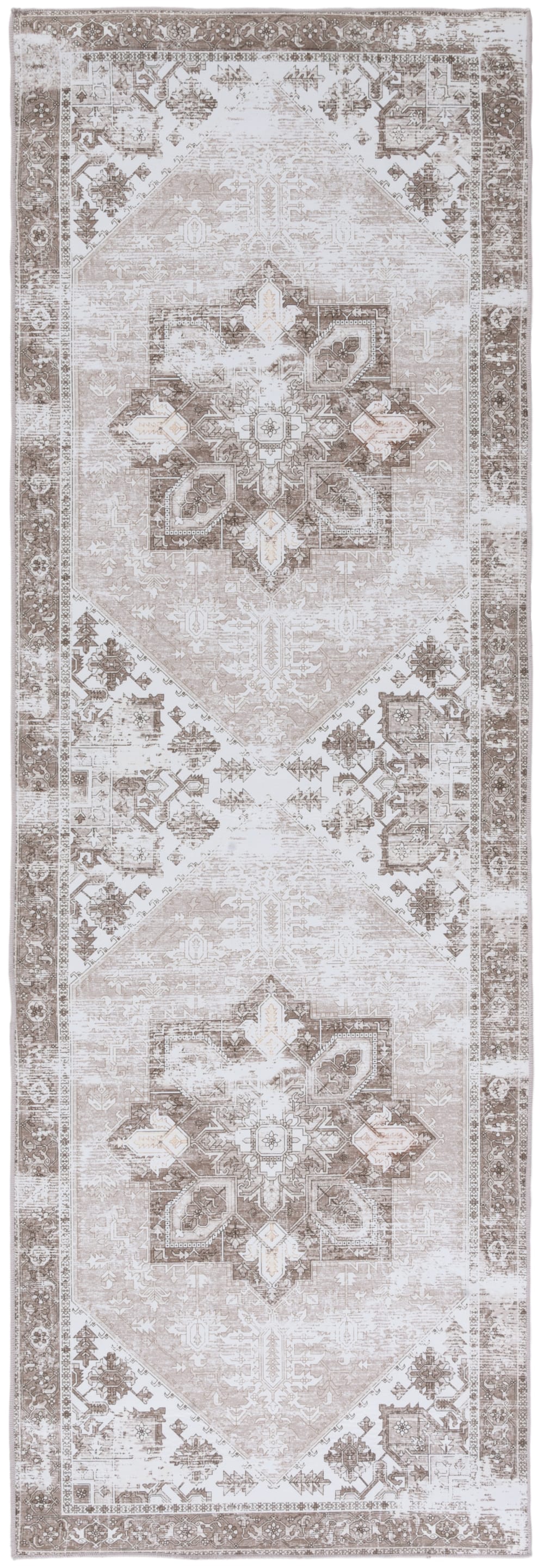 Tapis traditionnel en polyester vert/blanc, 76 x 183 cm