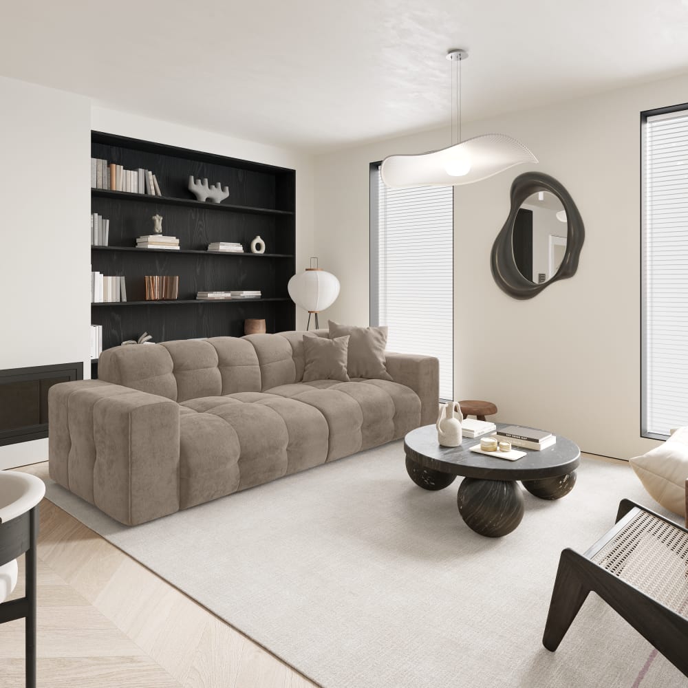 Canapé 4 places en velours taupe - Maisons du Monde