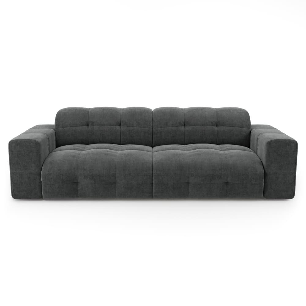 Canapé 4 places en velours - gris graphite